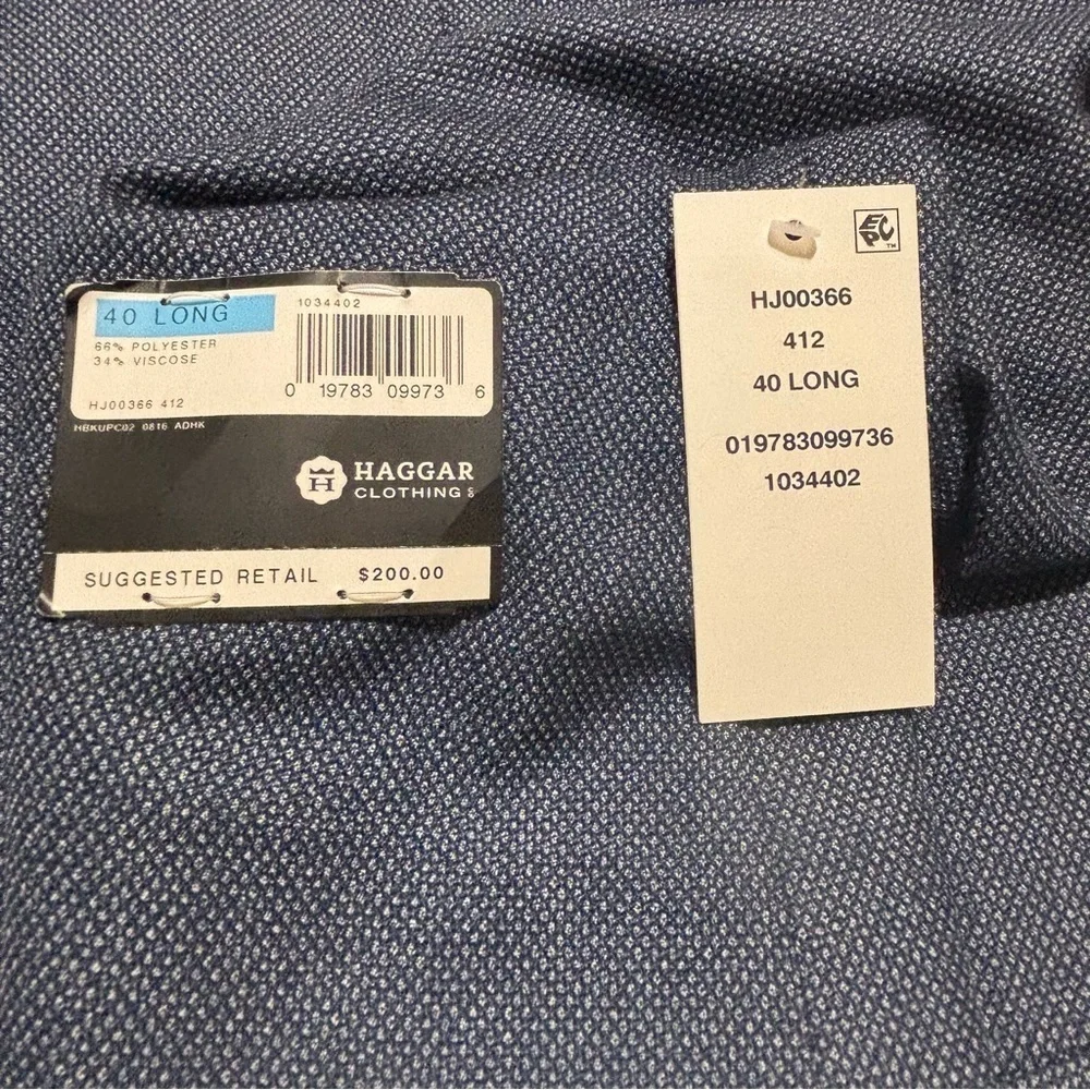 HAGGAR Sport Coat Slim Fit Blue Size 40 LONG